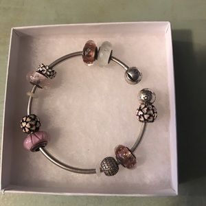 Pandora bangle bracelet with charms